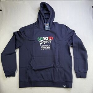 Oracle Red Bull Racing‎ Sergio Perez Flag Overhead Hoodie Size XL Navy Blue NWT